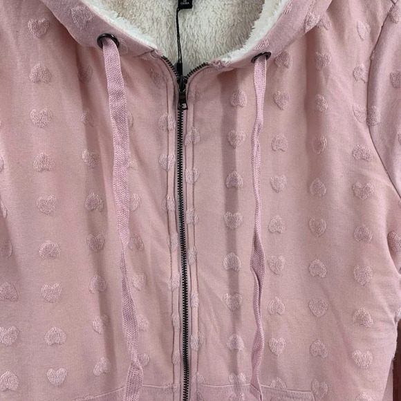 Bobeau Women's‎ Flocked Hearts Ultraplush Full Zip Long Sleeve Hoodie Size L NWT - Picture 4 of 13